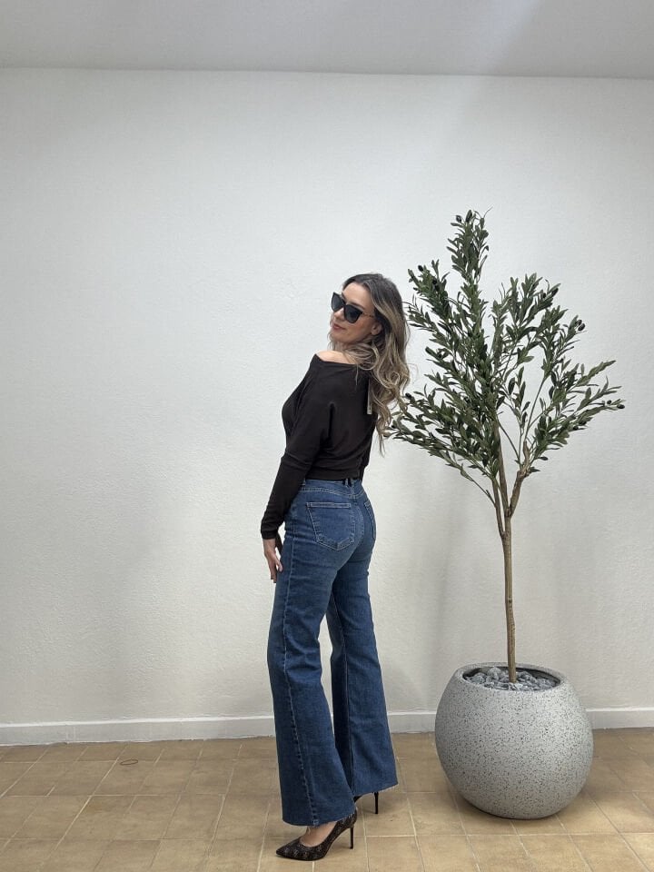 KEMERLİ STRAIGHT PANTOLON Mavi - 38